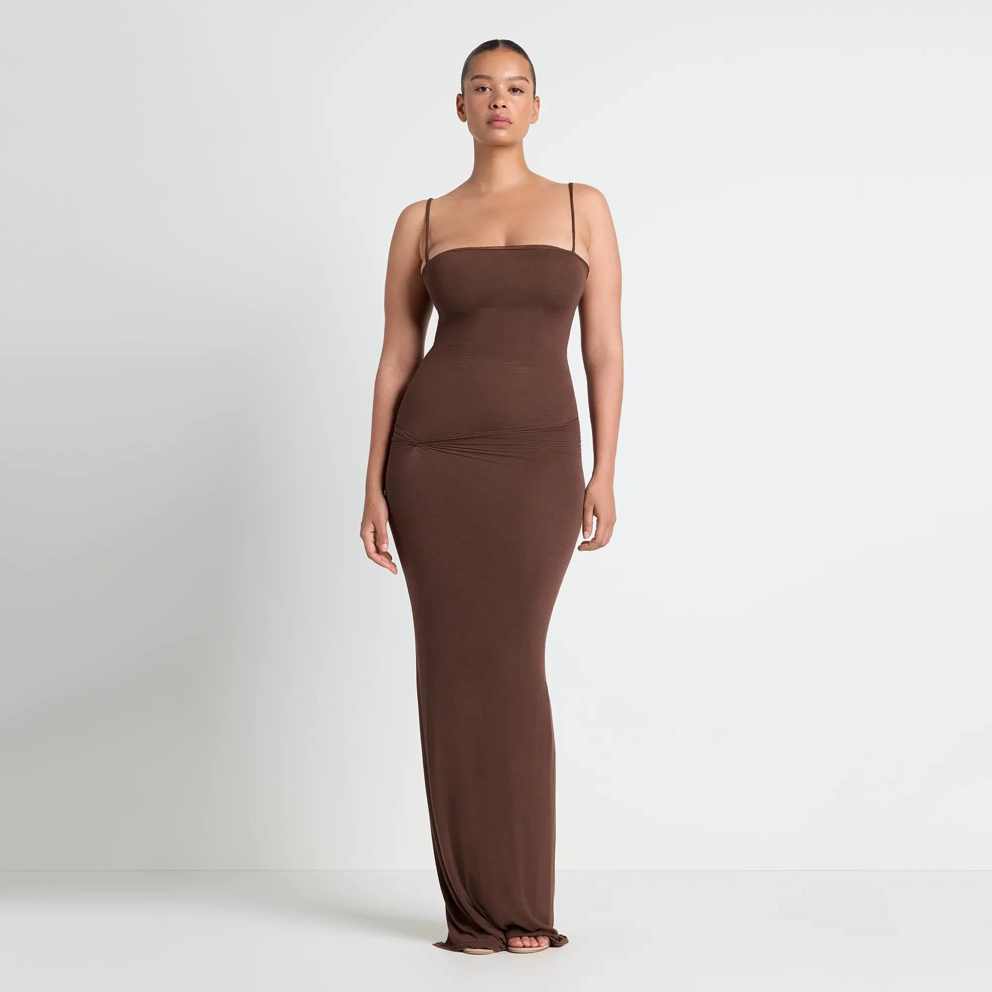 VETTESE X SKIMS SHEER MODAL LONG DRESS  | COCOA