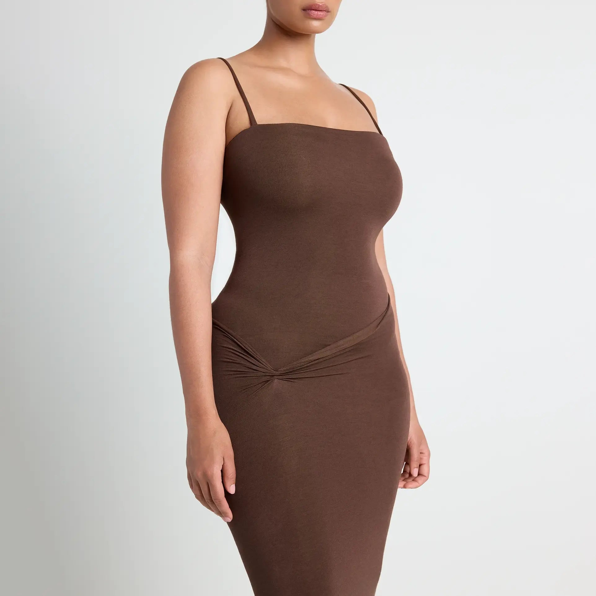 VETTESE X SKIMS SHEER MODAL LONG DRESS  | COCOA