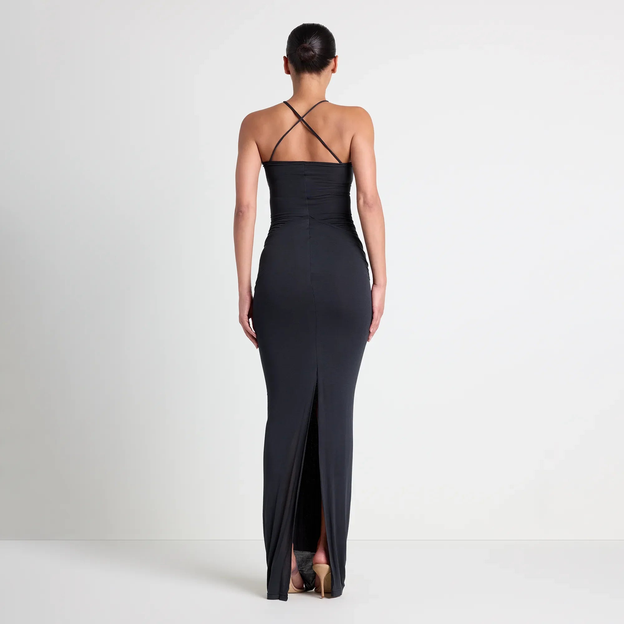 VETTESE X SKIMS SHEER MODAL LONG DRESS | ONYX
