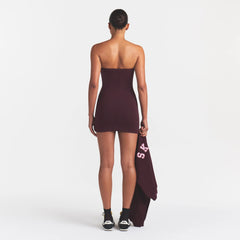 COTTON JERSEY MINI TUBE DRESS | CURRANT