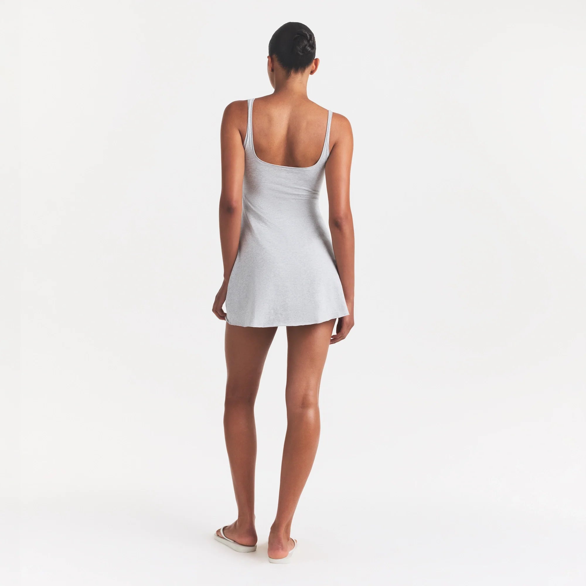 COTTON JERSEY MINI DRESS | LIGHT HEATHER GREY