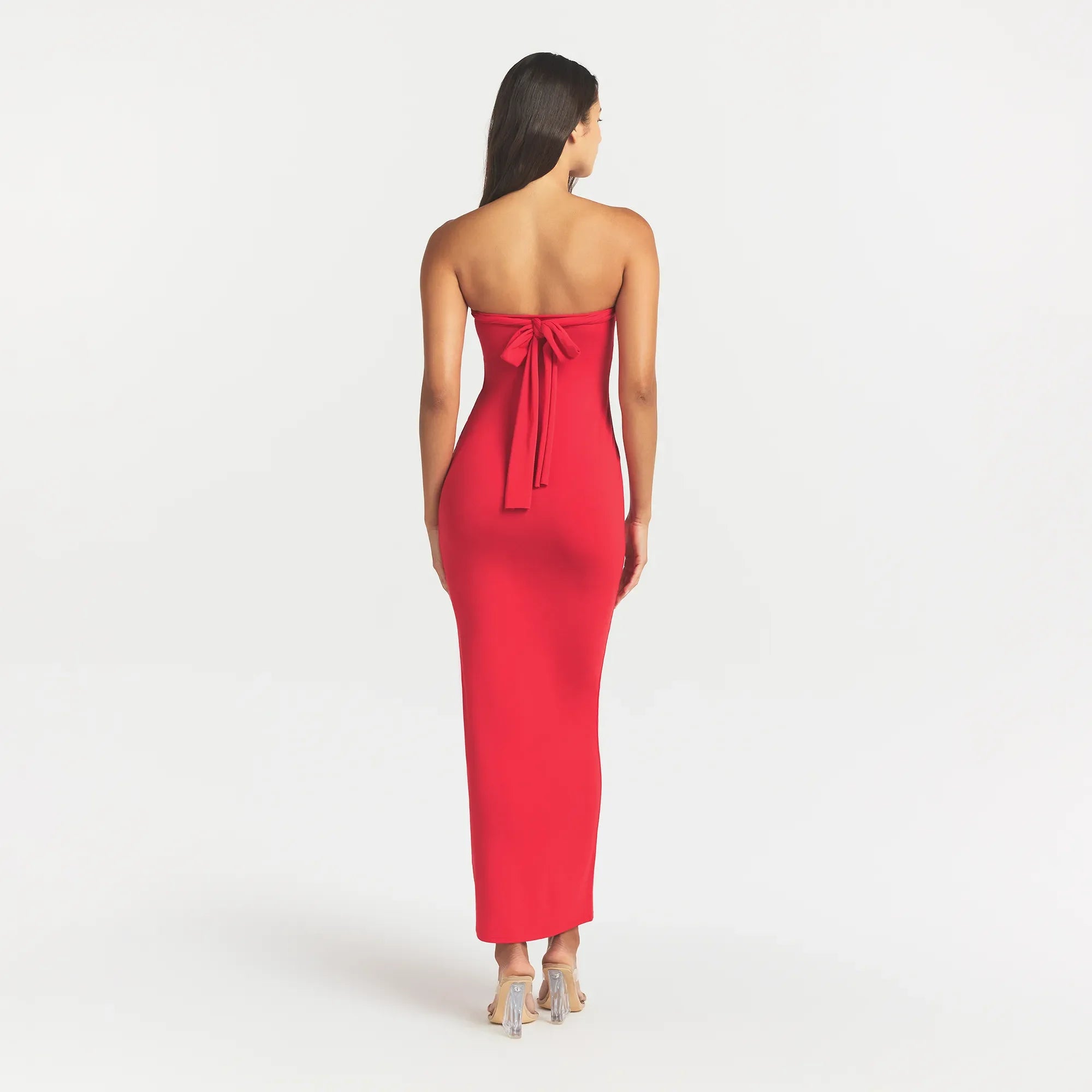 SMOOTH LAYERS CONVERTIBLE LONG DRESS | CARMINE
