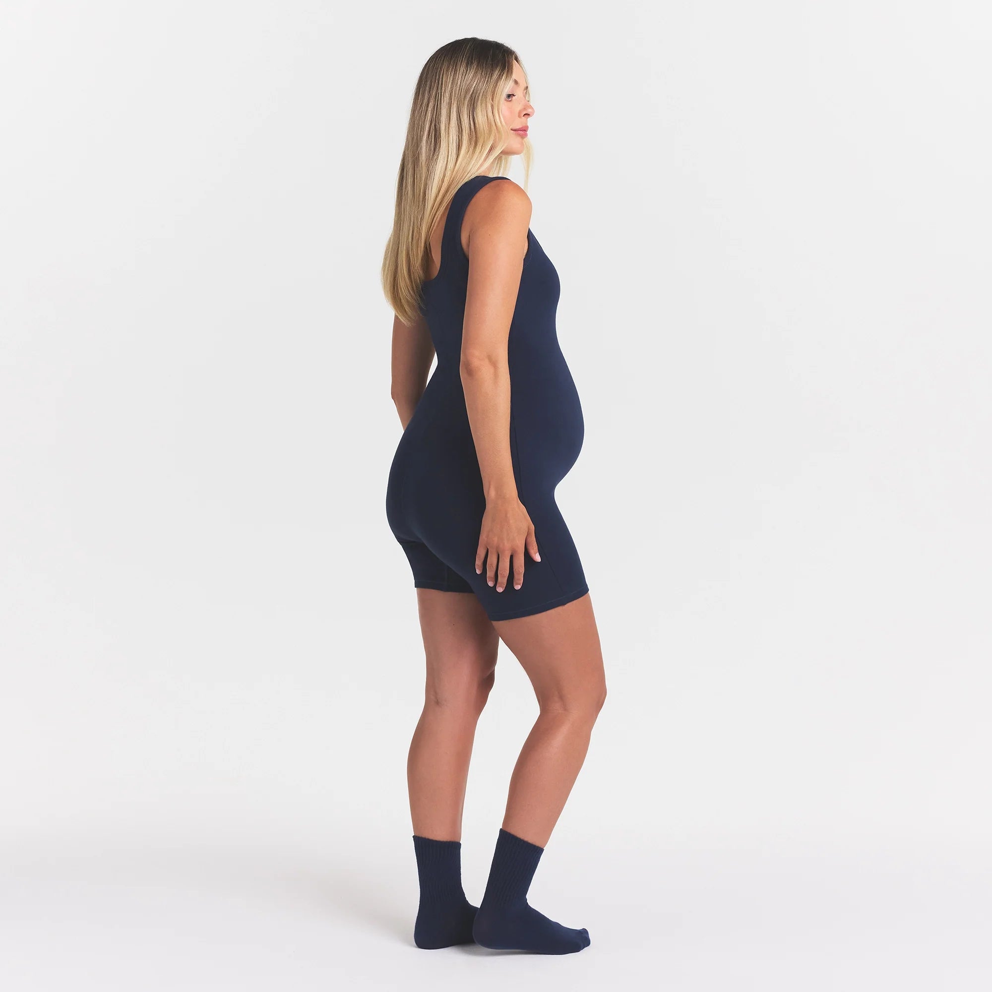 COTTON JERSEY MATERNITY ONESIE | NAVY