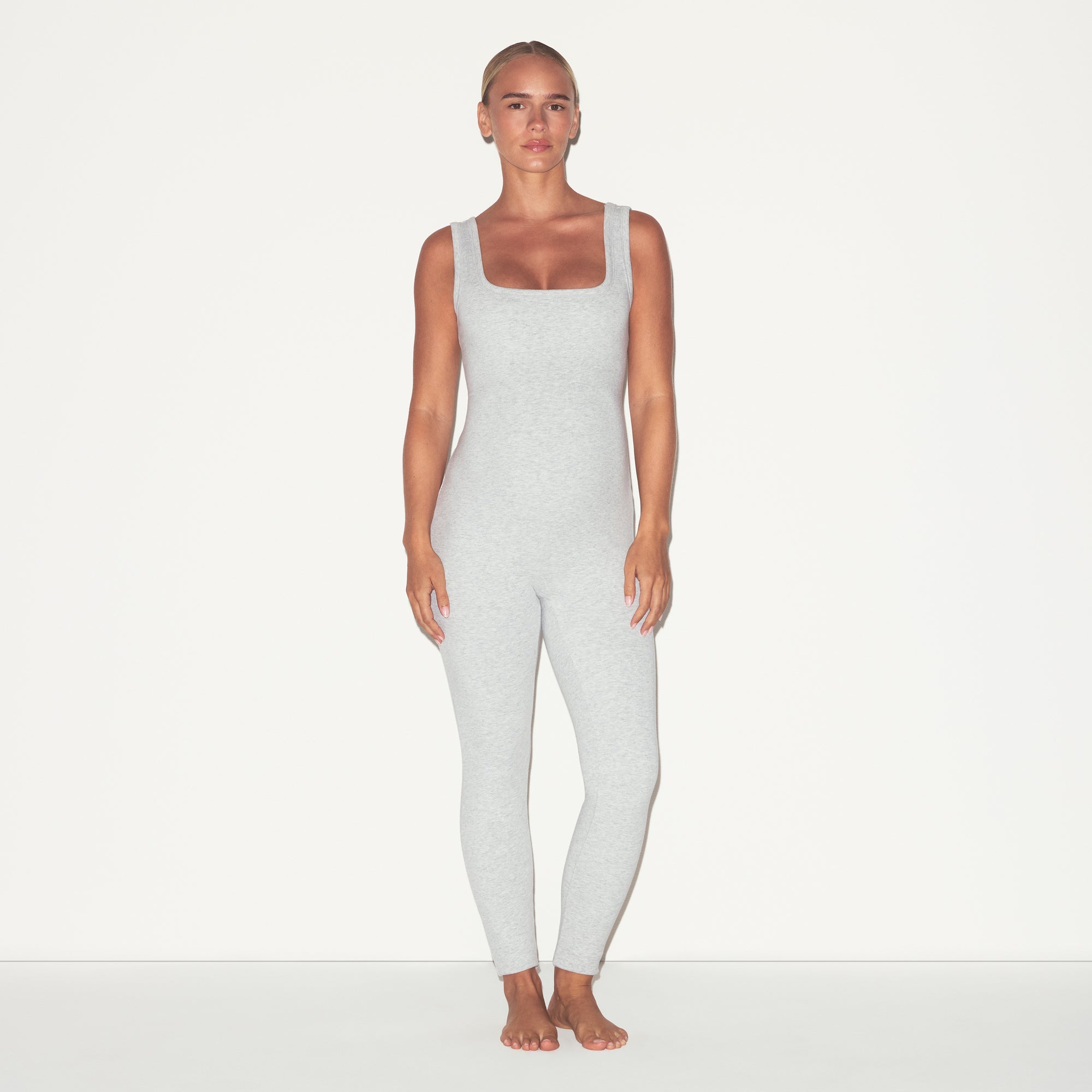 COTTON JERSEY MATERNITY CATSUIT | LIGHT HEATHER GREY