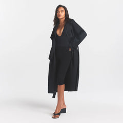 WOVEN COTTON OVERSIZED TRENCH COAT | ONYX