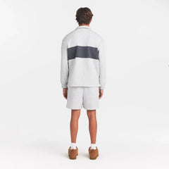 FLEECE LOUNGE MENS RUGBY POLO | LIGHT HEATHER GREY