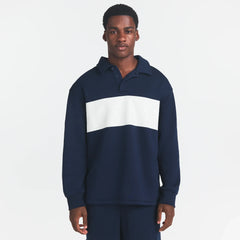 FLEECE LOUNGE MENS RUGBY POLO | NAVY