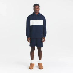 FLEECE LOUNGE MENS RUGBY POLO | NAVY