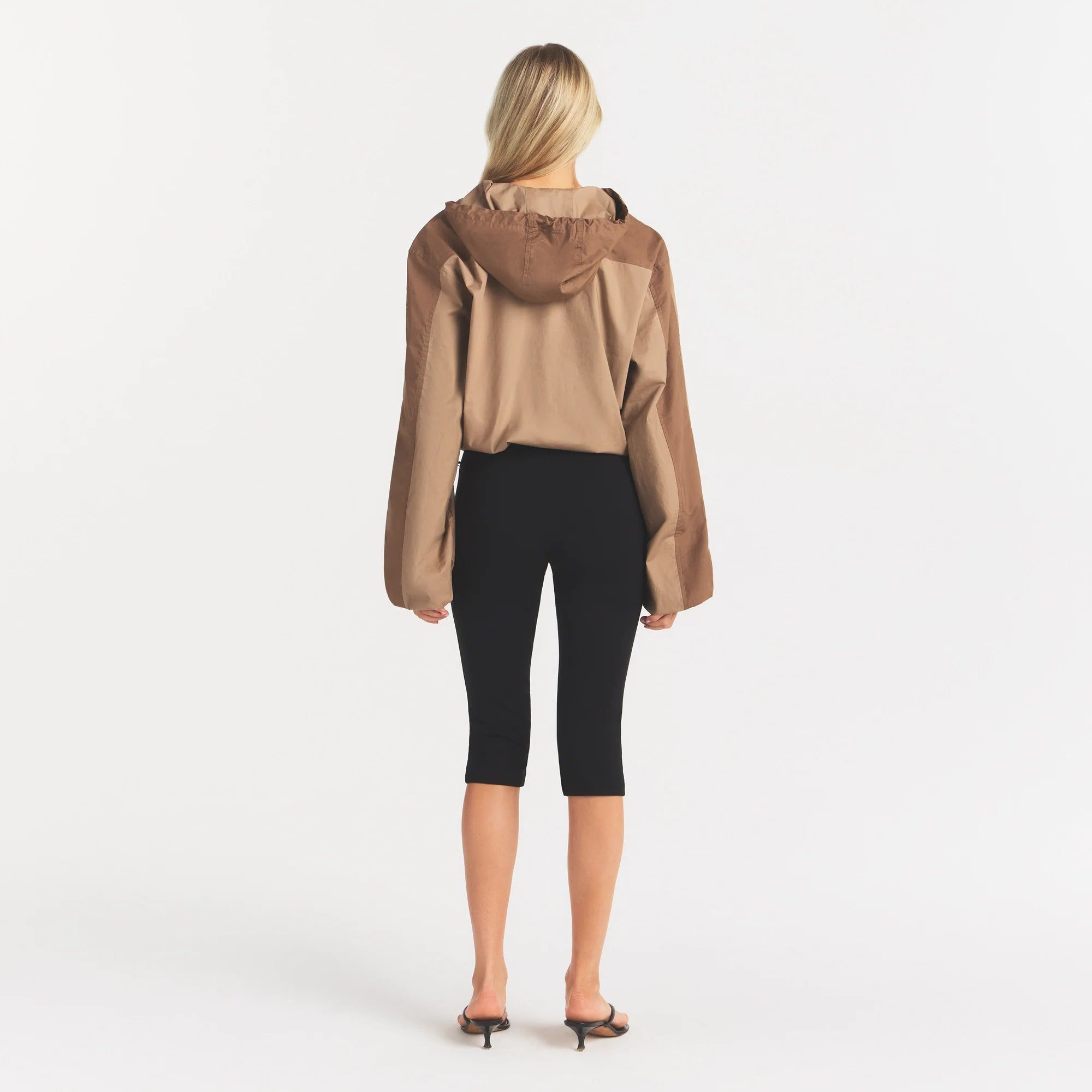 WOVEN COTTON HALF ZIP PULLOVER | DESERT
