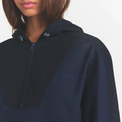 WOVEN COTTON HALF ZIP PULLOVER | NAVY