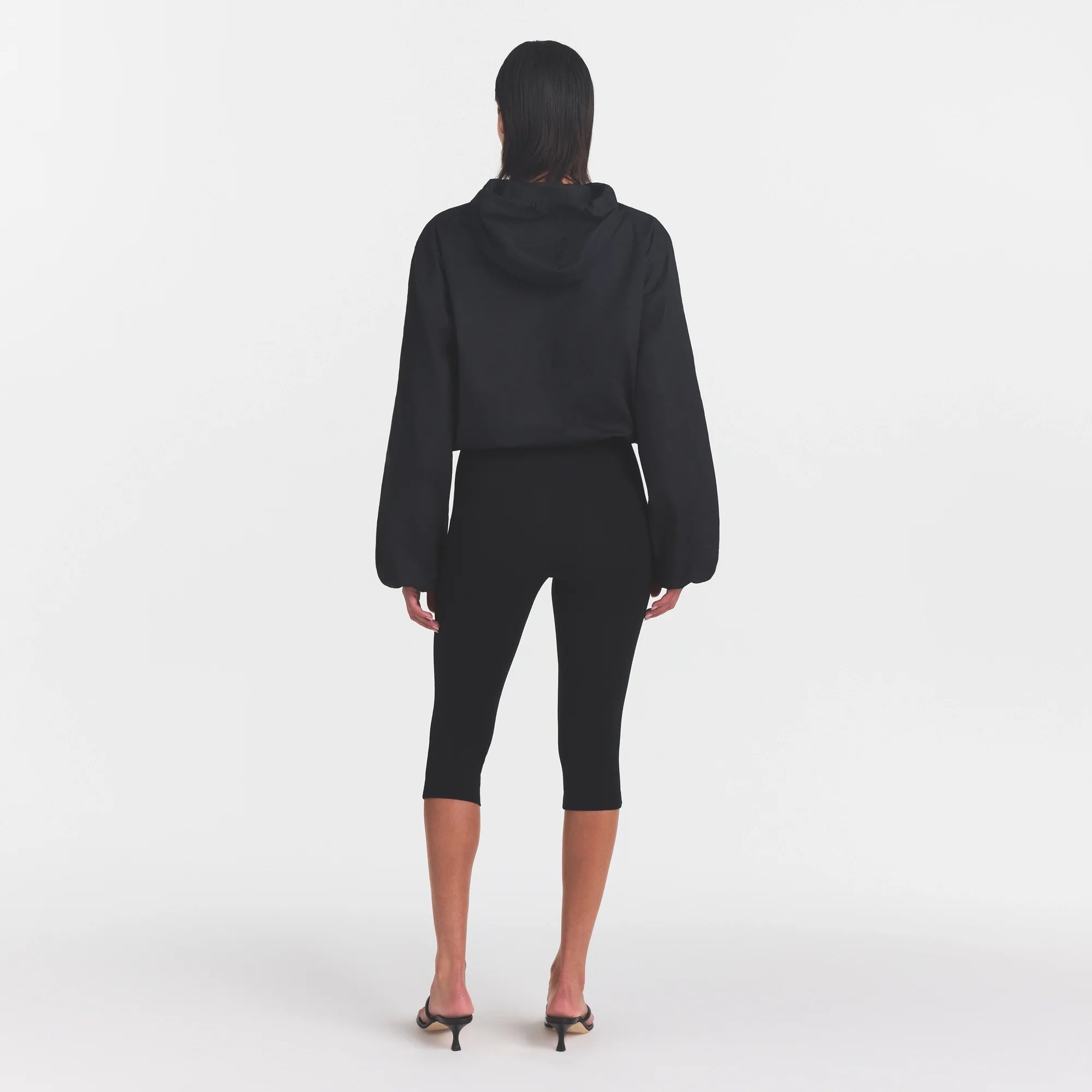 WOVEN COTTON HALF ZIP PULLOVER | ONYX