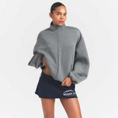 NEOPRENE OUTERWEAR OVERSIZED MOCK NECK JACKET | DARK HEATHER GREY