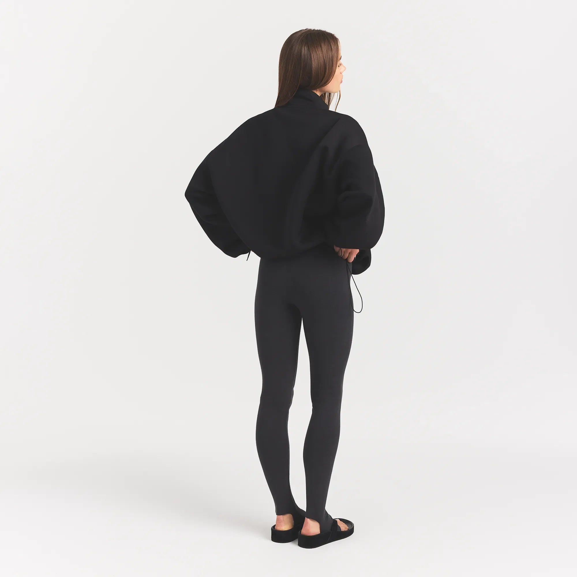 NEOPRENE OUTERWEAR OVERSIZED MOCK NECK JACKET | OBSIDIAN