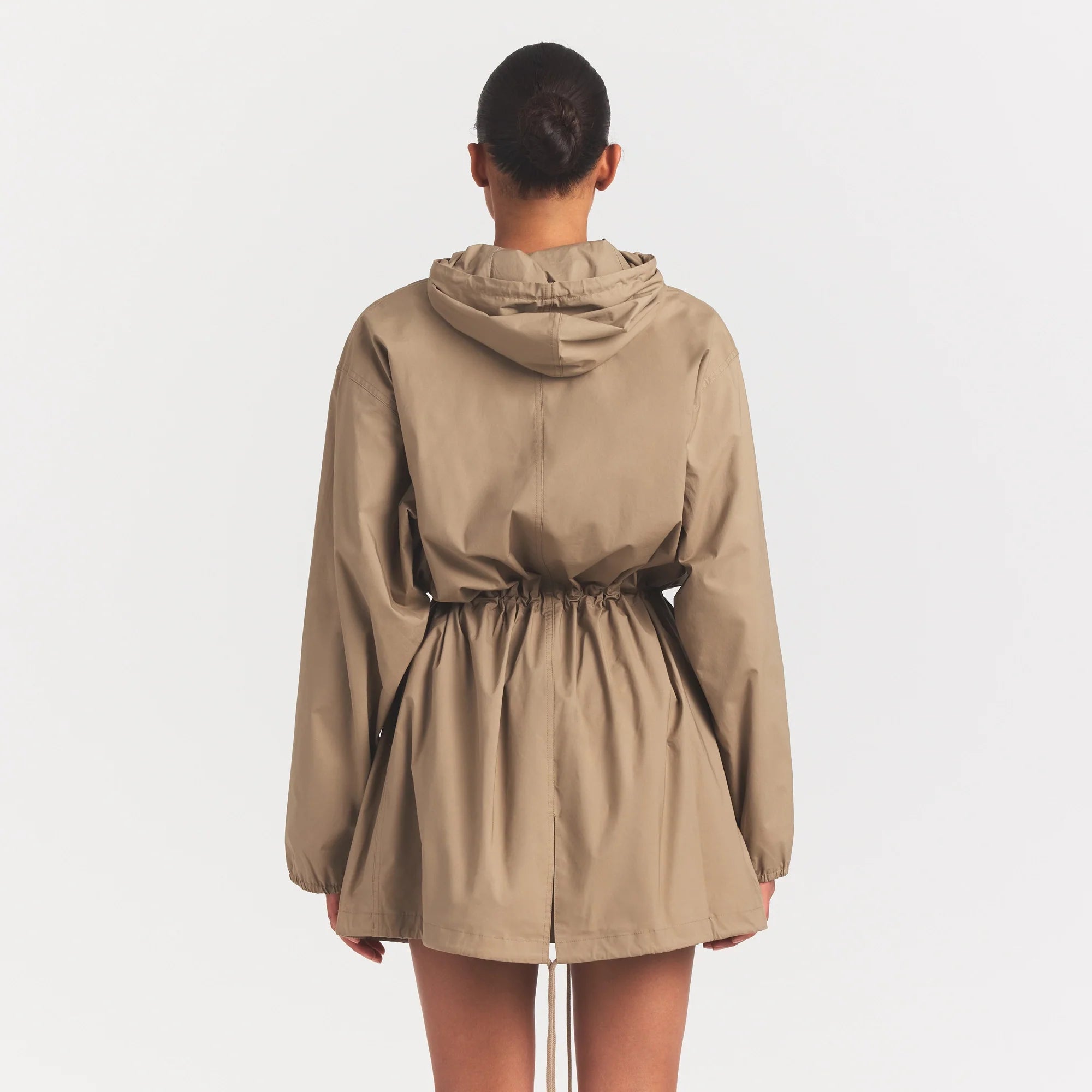 WOVEN COTTON OVERSIZED ANORAK | DESERT