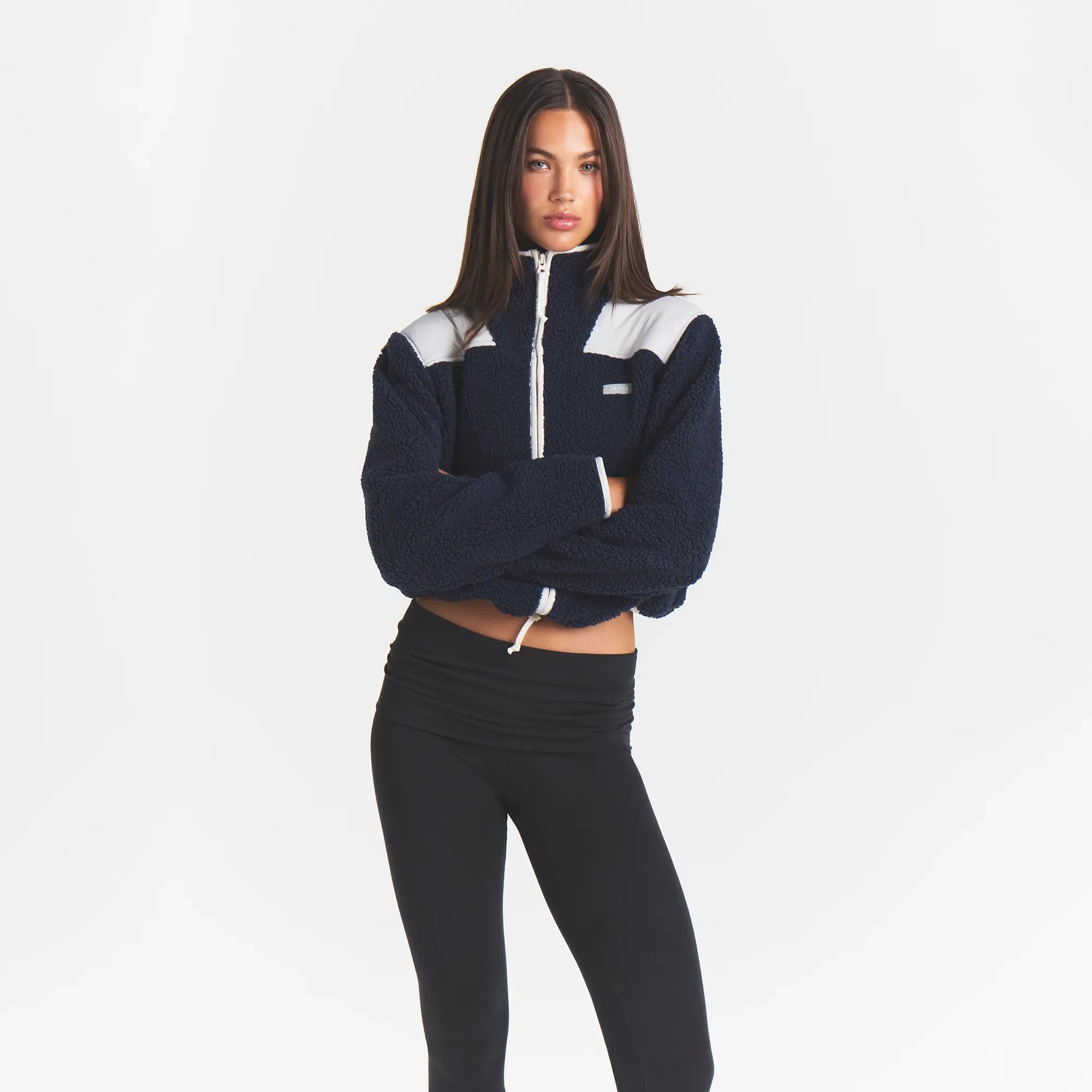 TEDDY BOXY ZIP UP JACKET | NAVY