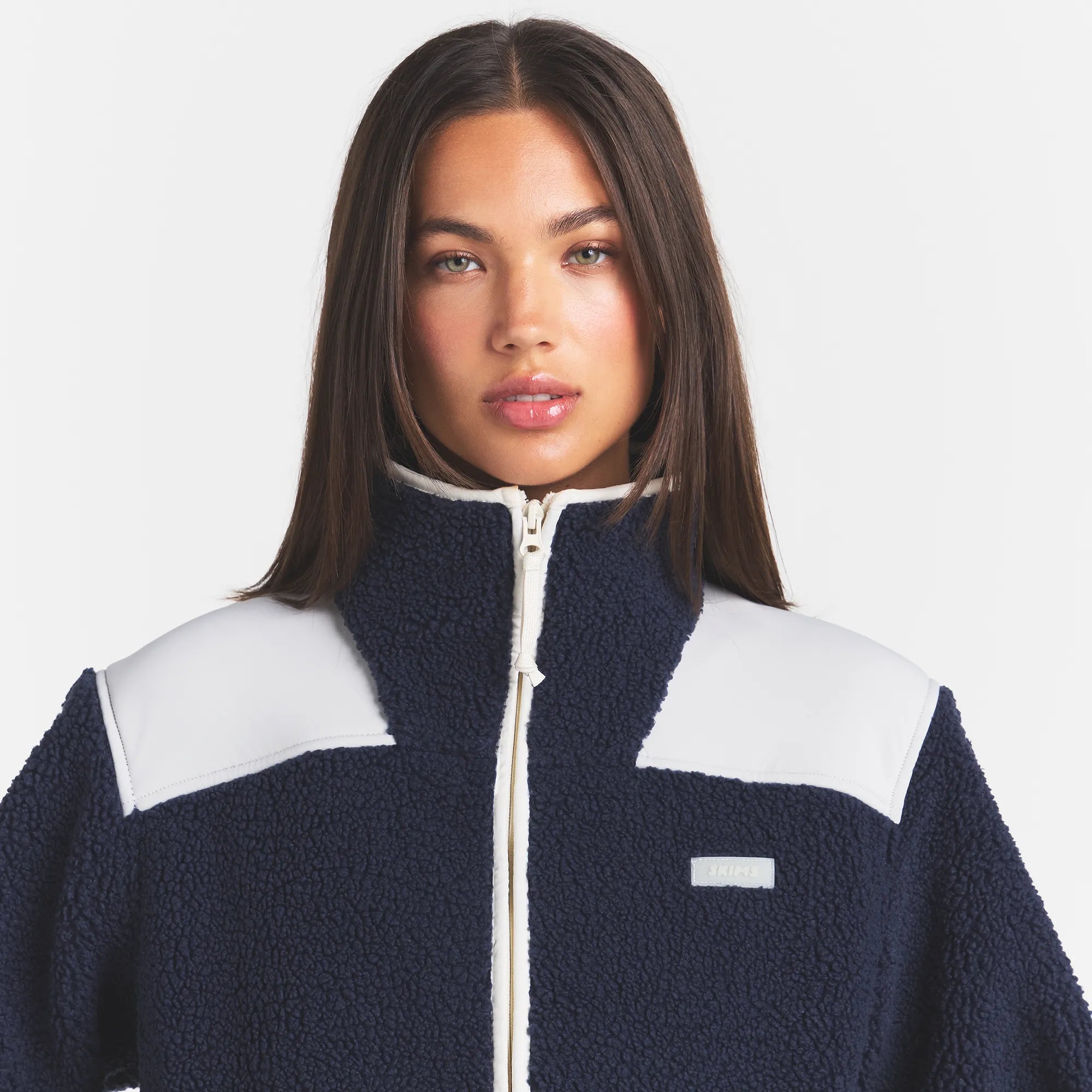 TEDDY BOXY ZIP UP JACKET | NAVY