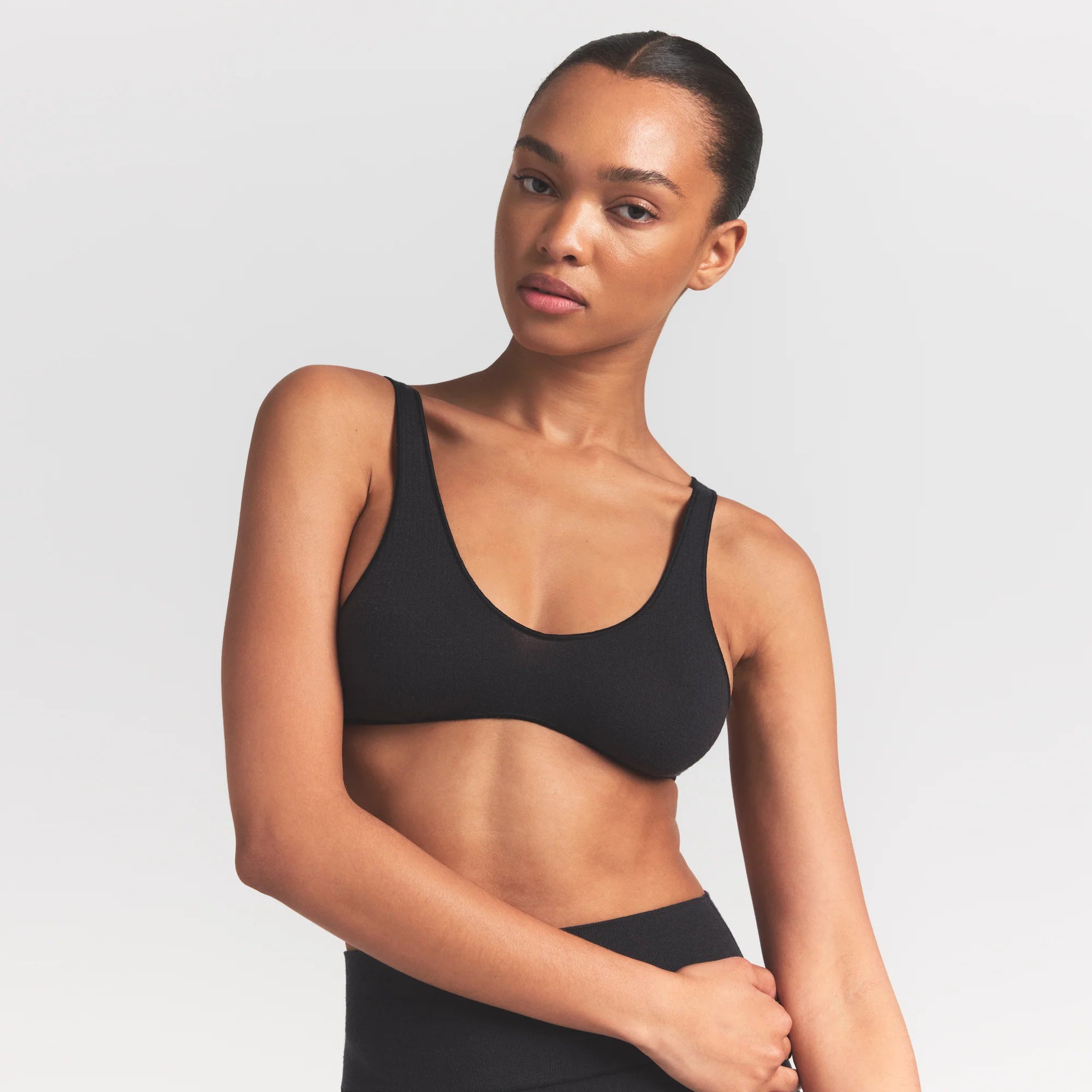 WOOL RIB BRALETTE | OBSIDIAN