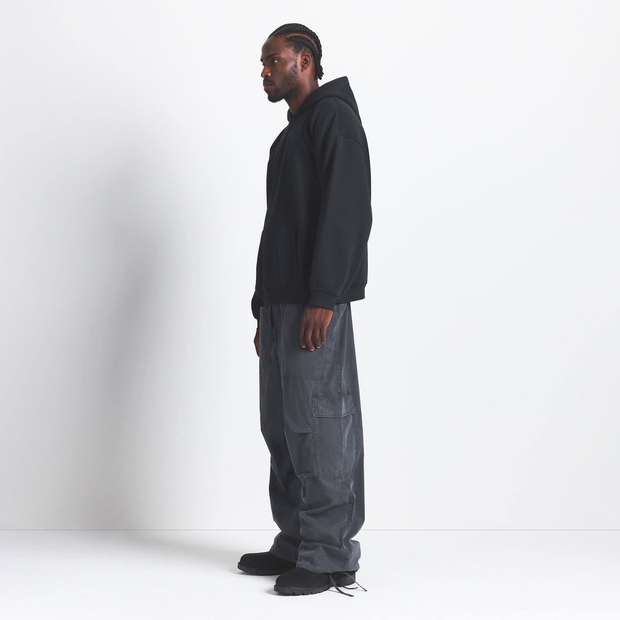 FLEECE LOUNGE MENS RELAXED HOODIE | WASHED ONYX