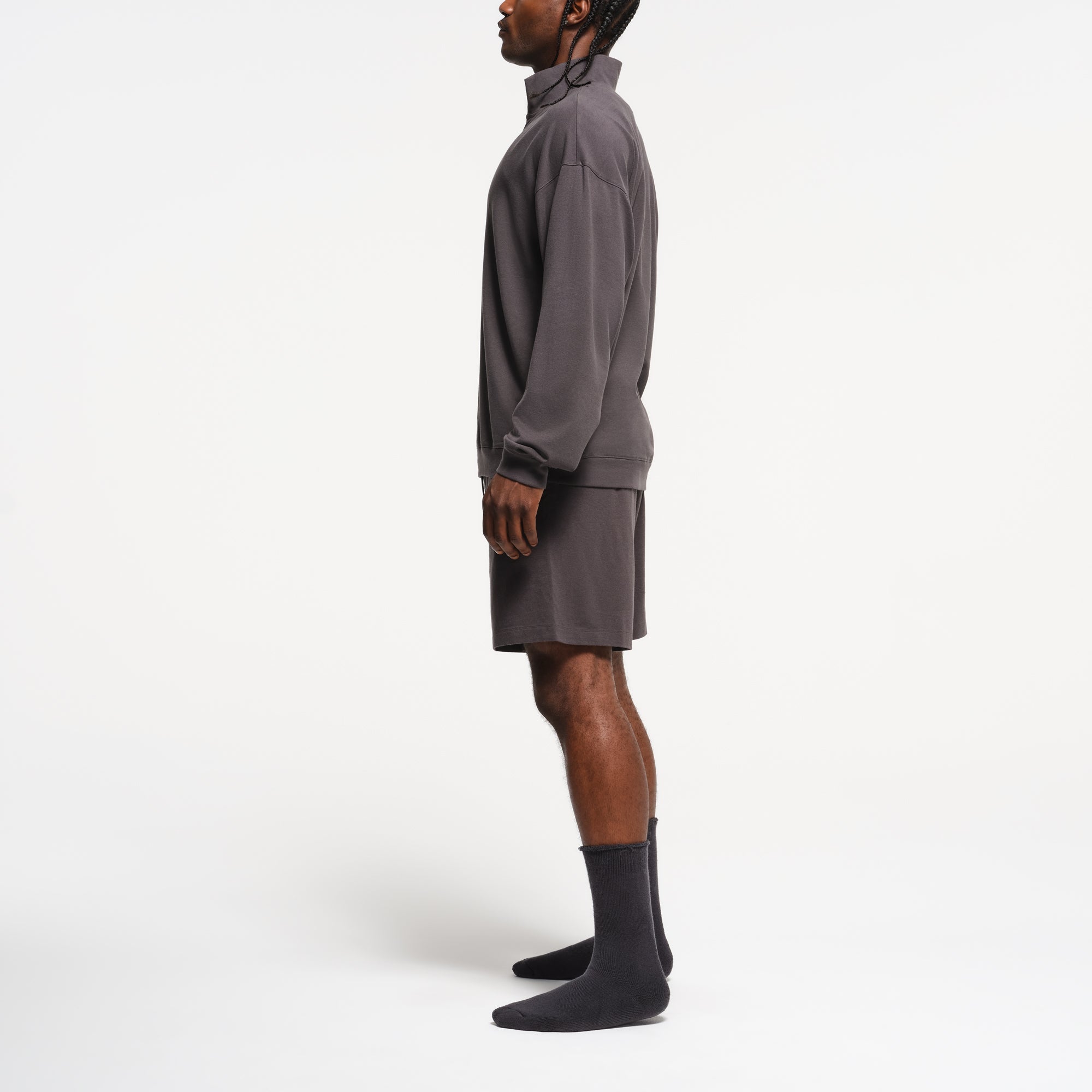 JERSEY LOUNGE MENS RELAXED QUARTER ZIP PULLOVER | ASH