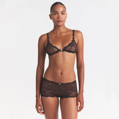 STRETCH LACE BOY SHORT | ESPRESSO