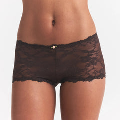 STRETCH LACE BOY SHORT | ESPRESSO