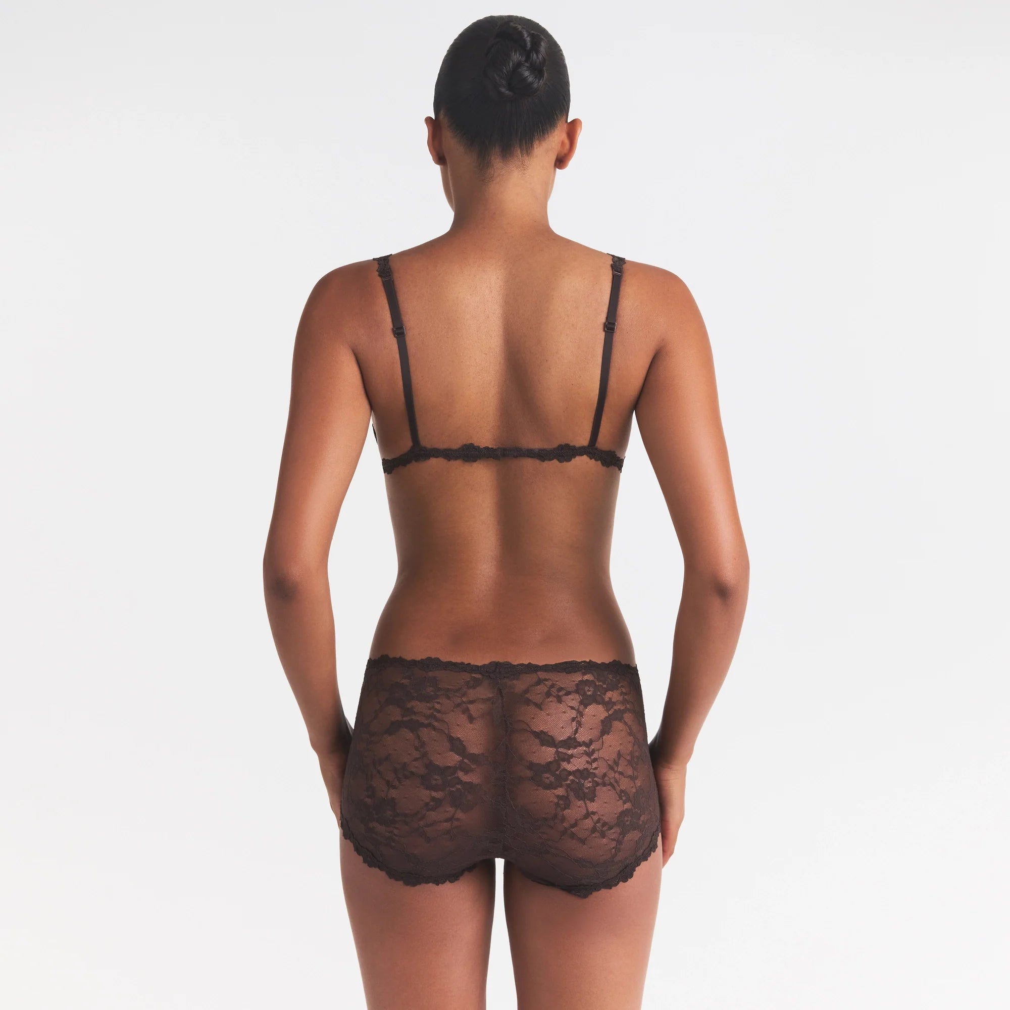 STRETCH LACE BOY SHORT | ESPRESSO