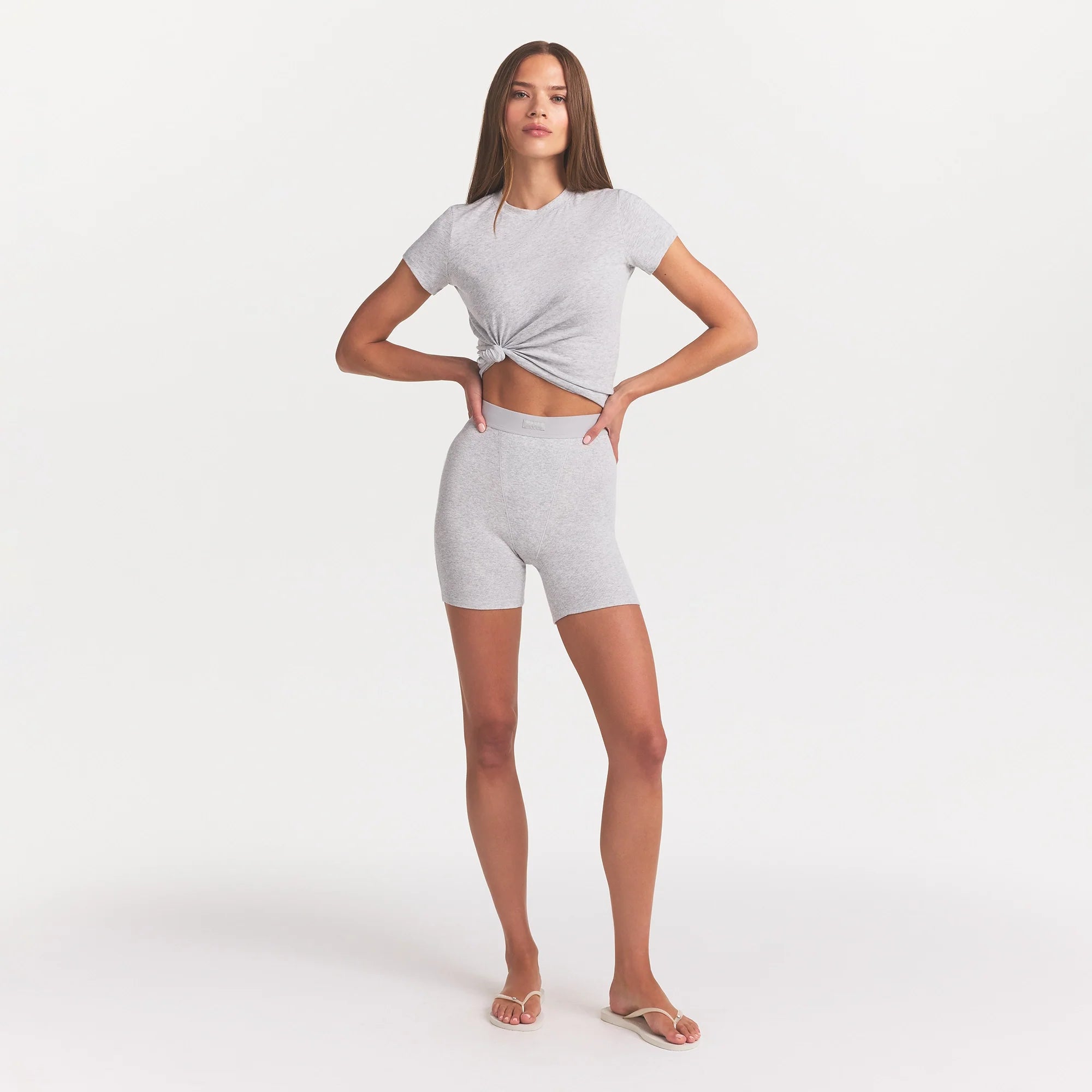 COTTON RIB BOXER | LIGHT HEATHER GREY
