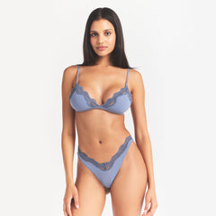 FITS EVERYBODY LACE DIPPED THONG | SLATE TONAL