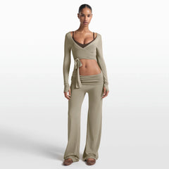 NikeSKIMS STRETCH KNIT FOLDOVER WIDE LEG PANT | DUNE