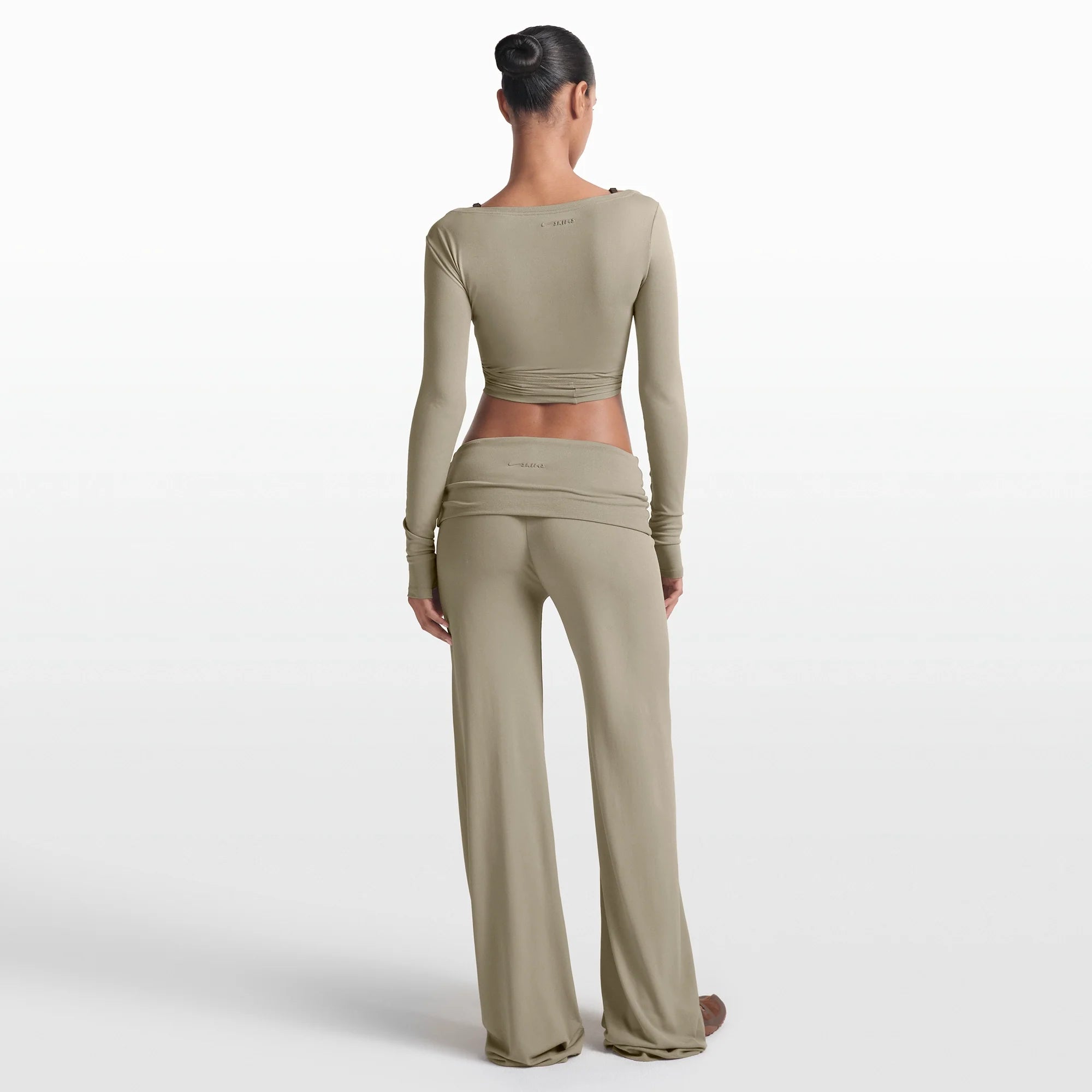 NikeSKIMS STRETCH KNIT FOLDOVER WIDE LEG PANT | DUNE