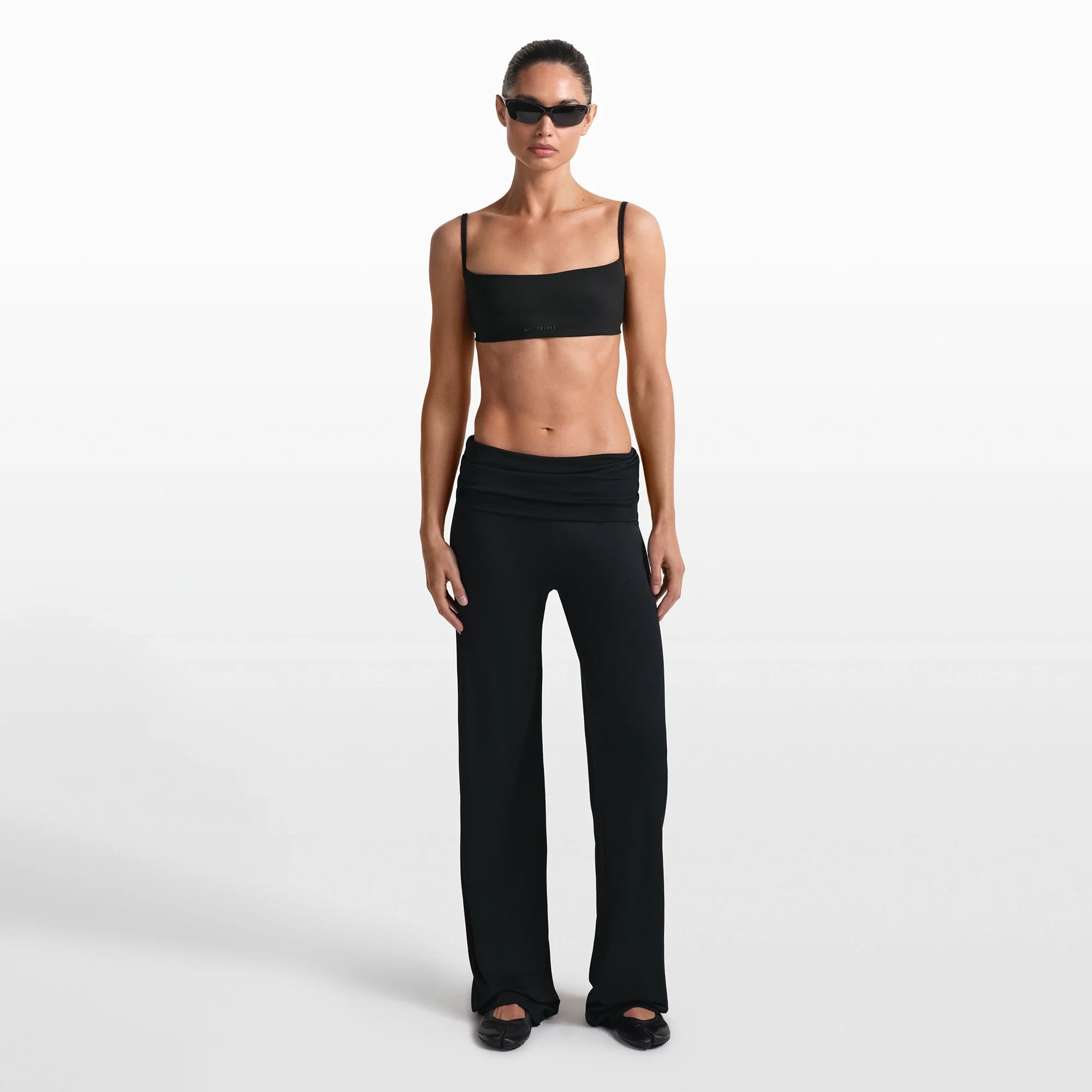 NikeSKIMS STRETCH KNIT FOLDOVER WIDE LEG PANT | OBSIDIAN