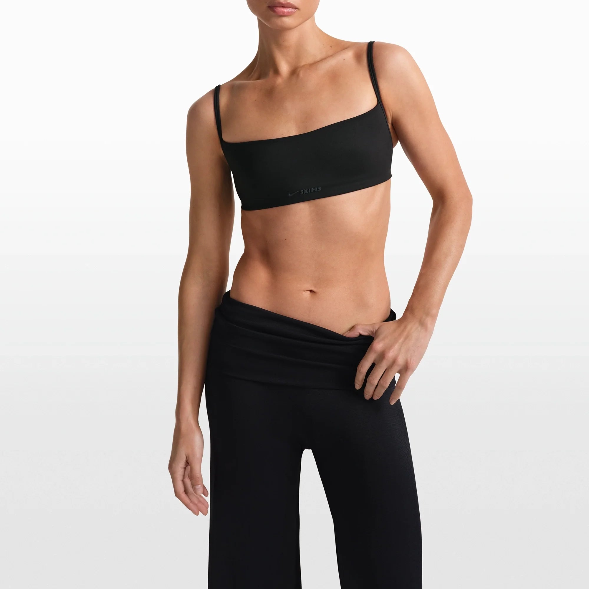 NikeSKIMS STRETCH KNIT FOLDOVER WIDE LEG PANT | OBSIDIAN
