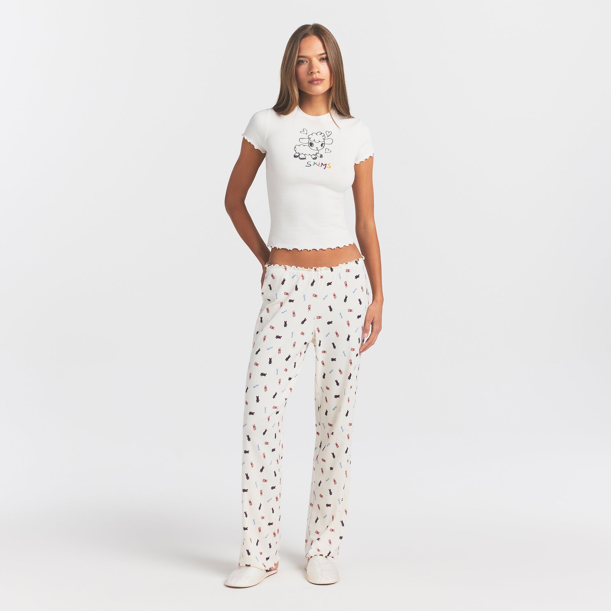 LOGO POINTELLE STRAIGHT LEG PANT | MARBLE TOSSED BUNNY