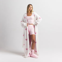 COZY KNIT UNISEX ROBE | IVORY SPACED HEARTS