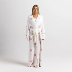 COZY KNIT UNISEX ROBE | IVORY SPACED HEARTS