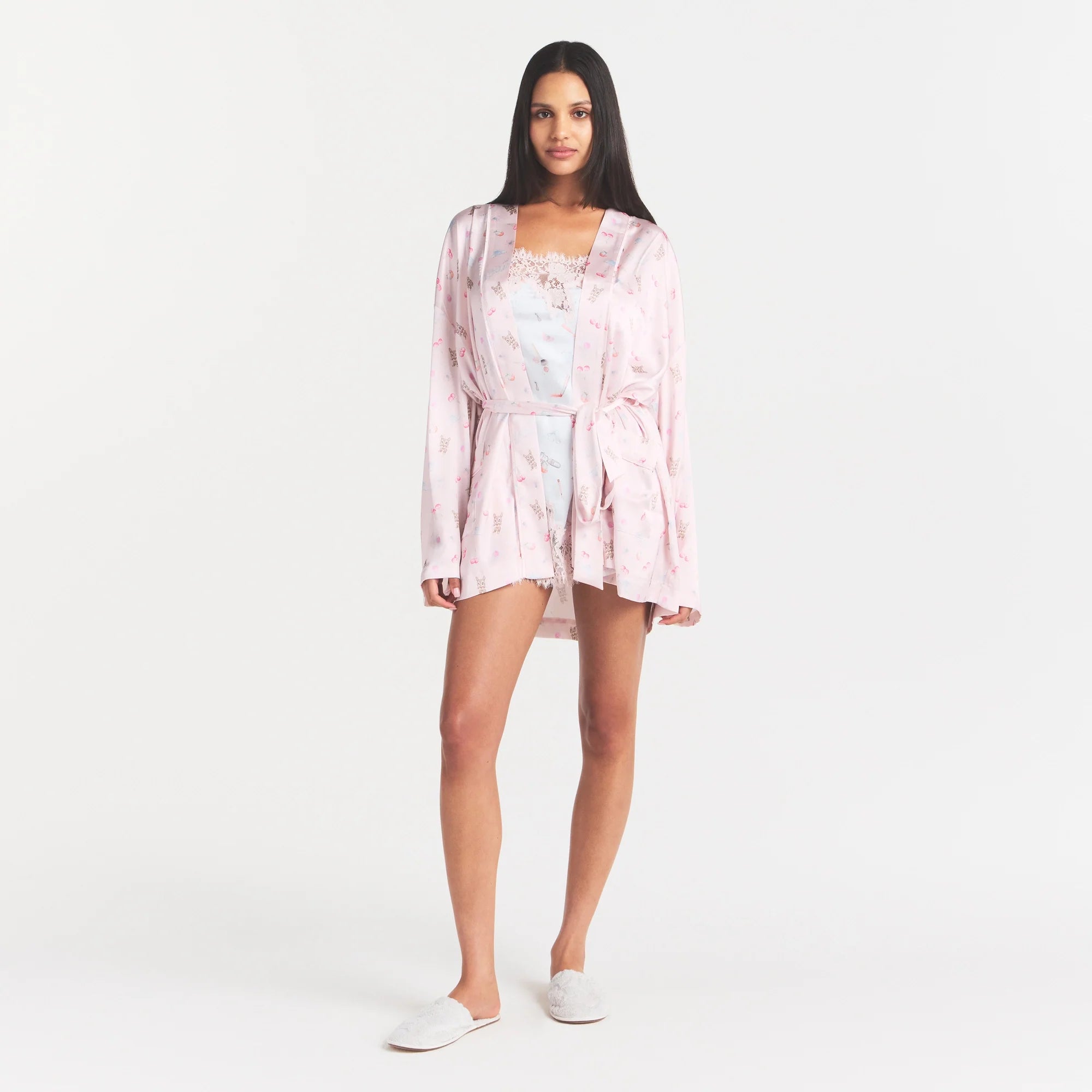 WOVEN SHINE ROBE | BARELY PINK SNACK BAG