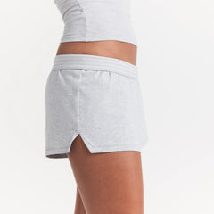 COTTON JERSEY LOOSE SHORT | LIGHT HEATHER GREY
