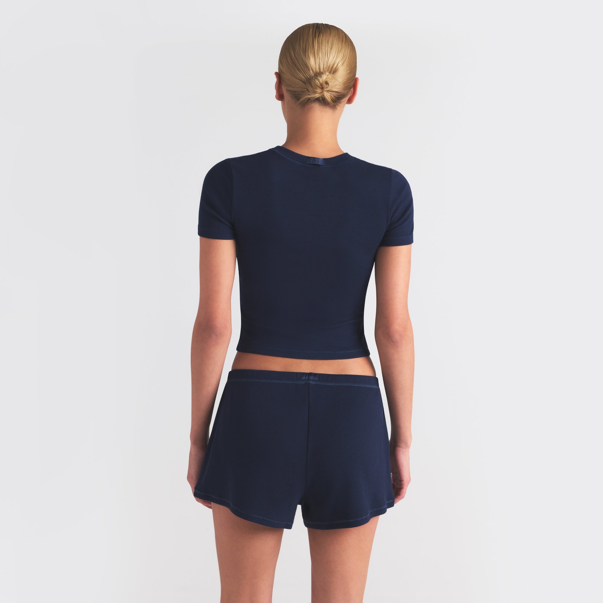 COTTON RIB LOOSE SHORT | NAVY
