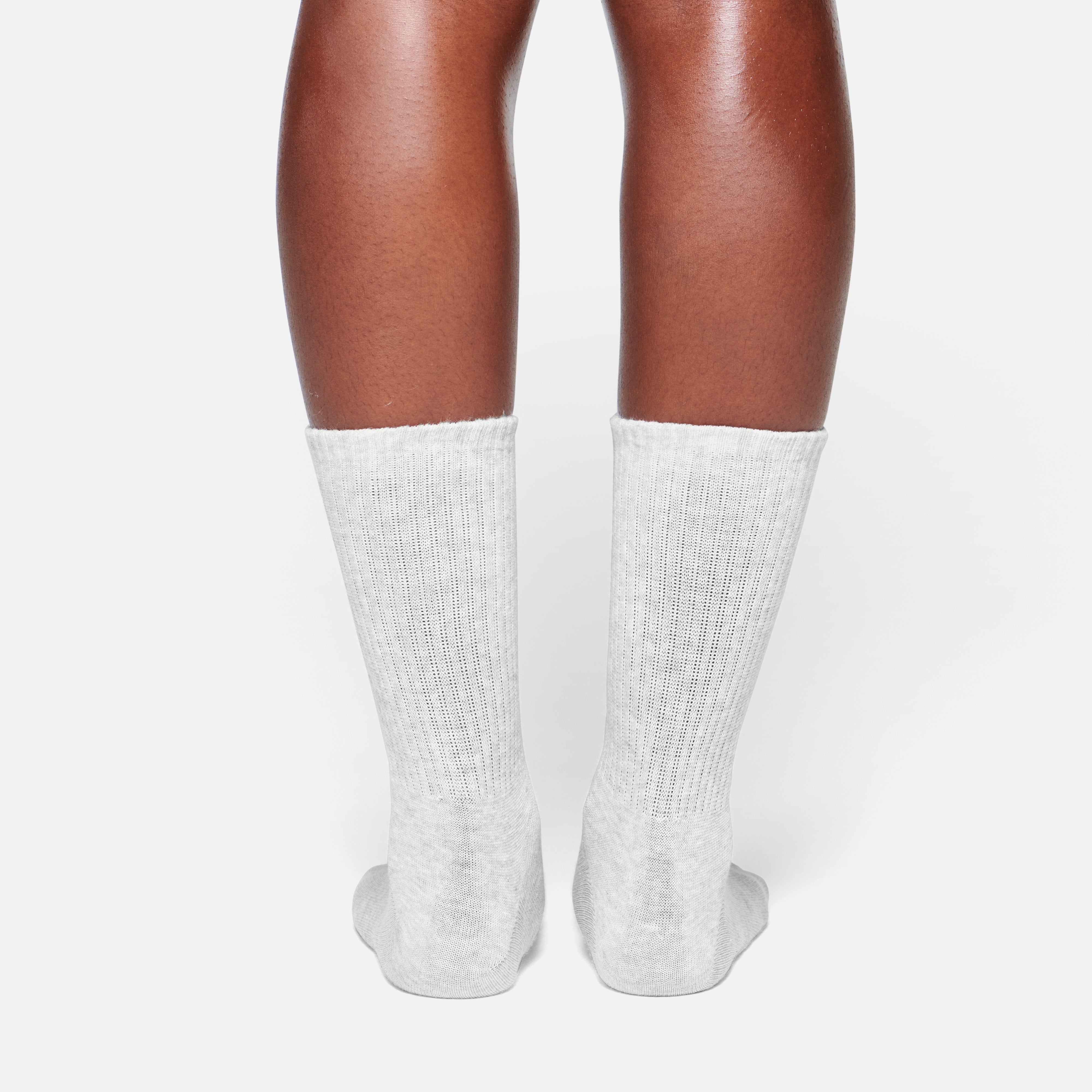 RIBBED CREW SOCK | LIGHT HEATHER GREY