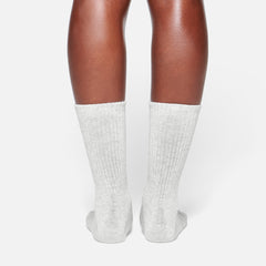 RIBBED CREW SOCK | LIGHT HEATHER GREY
