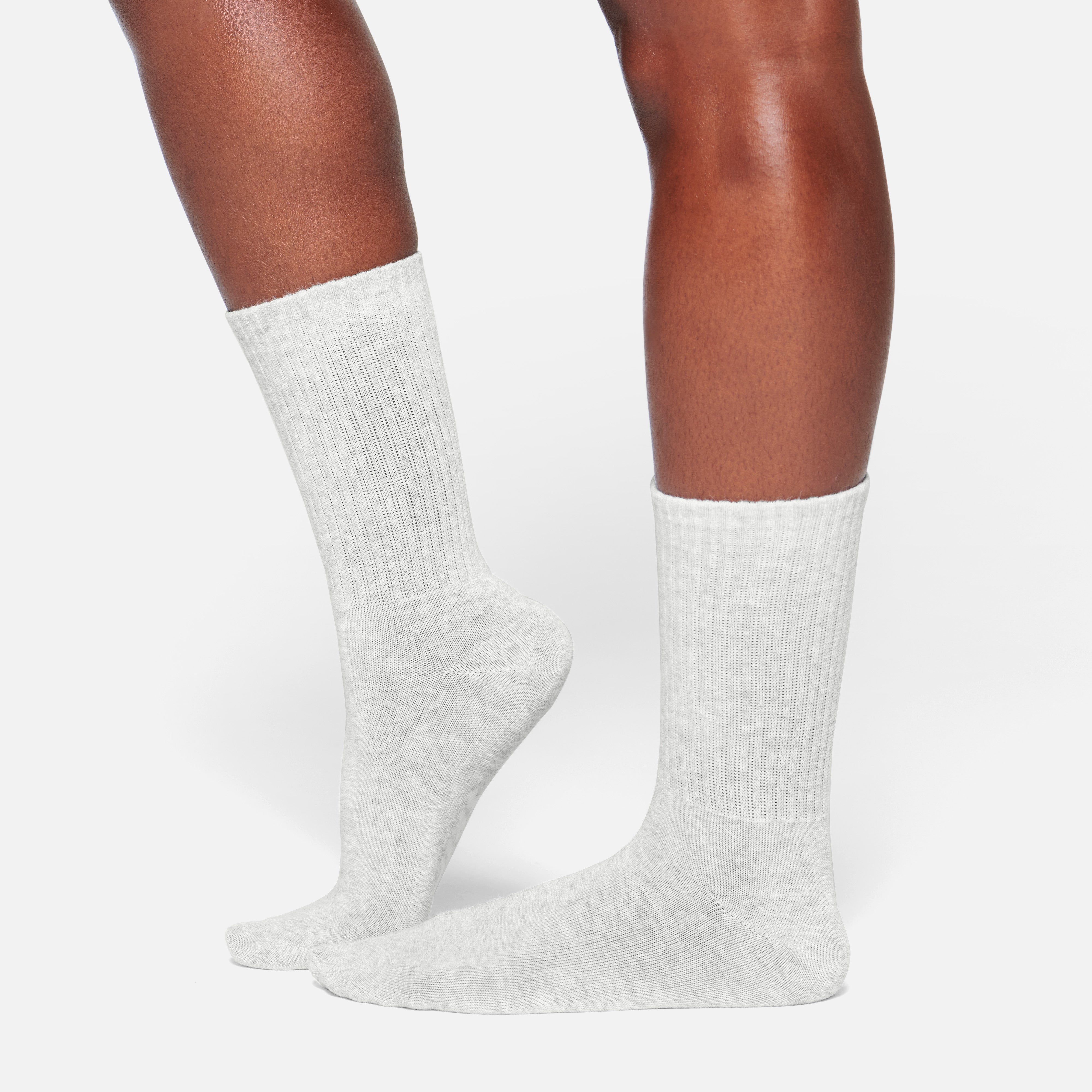 RIBBED CREW SOCK | LIGHT HEATHER GREY