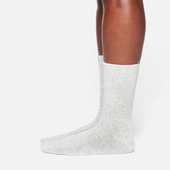 RIBBED CREW SOCK | LIGHT HEATHER GREY