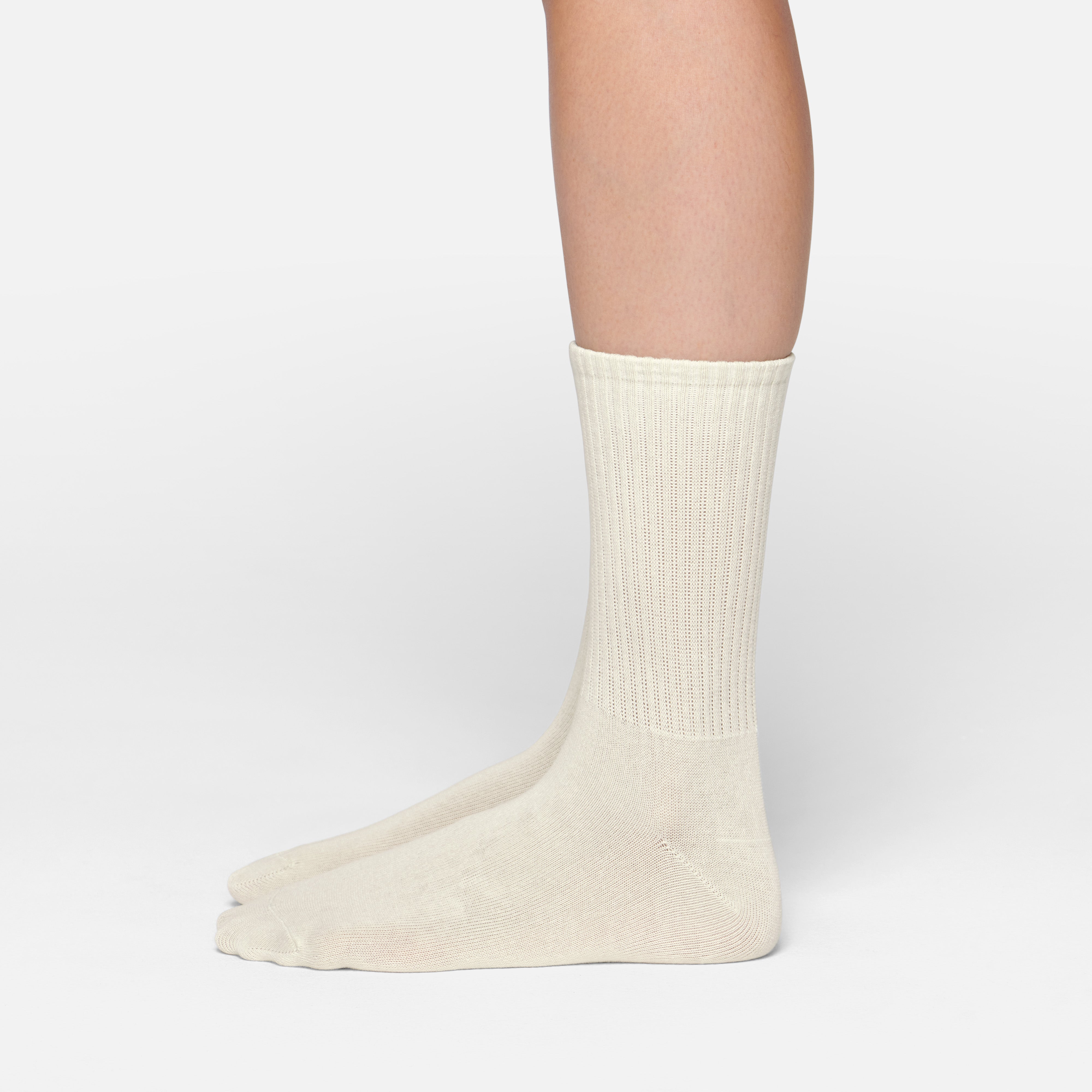 RIBBED CREW SOCK | BONE