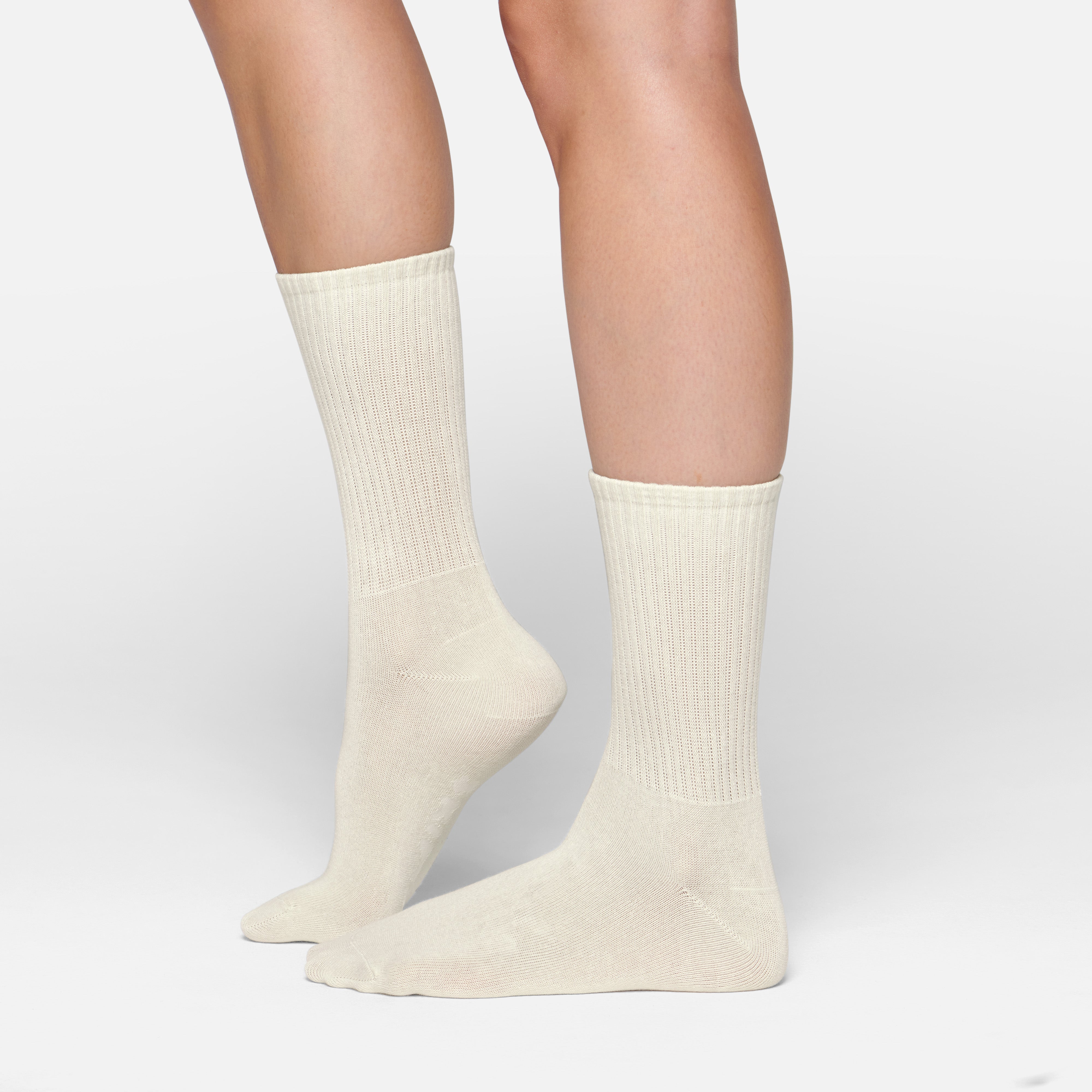 RIBBED CREW SOCK | BONE