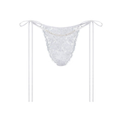 SKIMS LACE TIE SIDE TANGA | SNOW