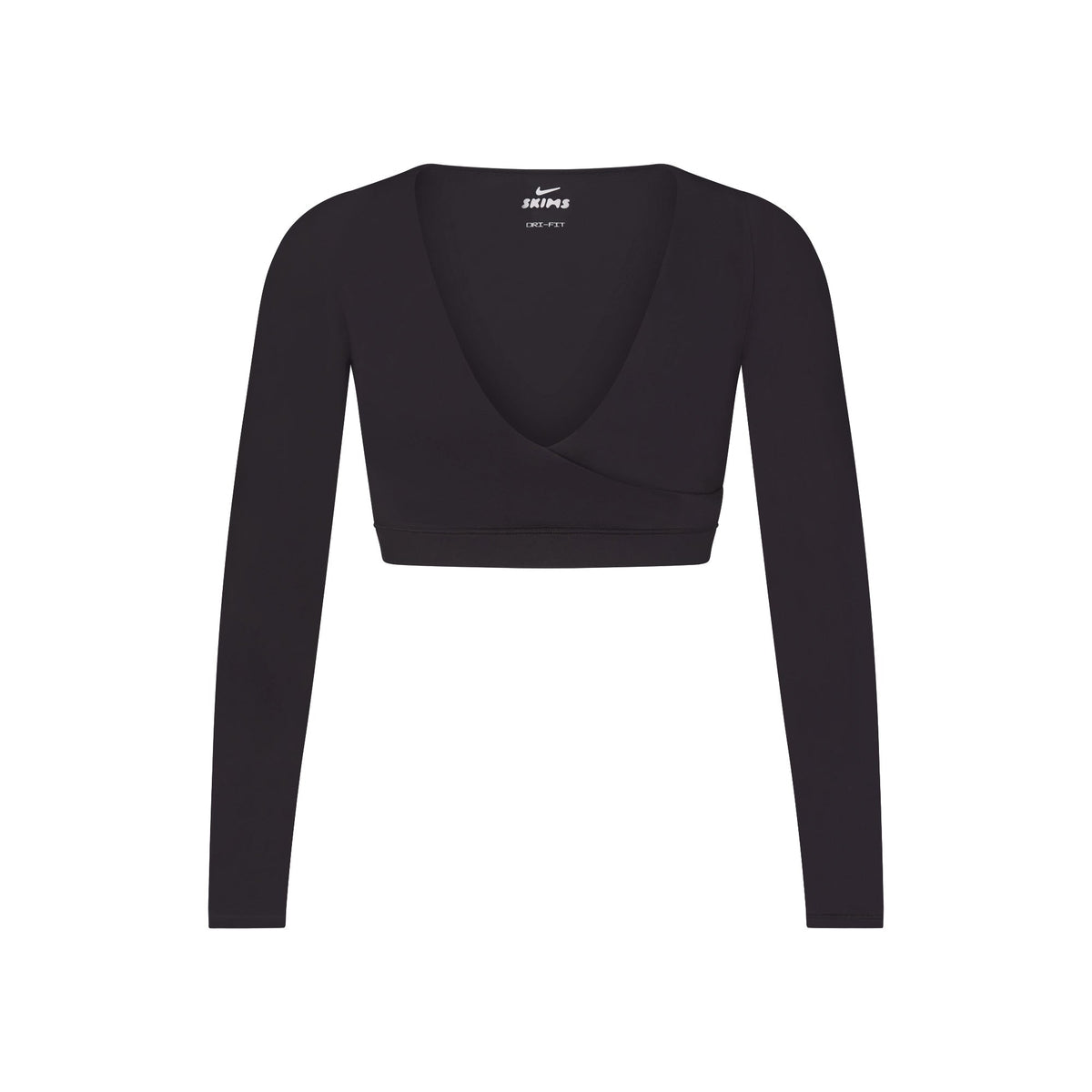 NikeSKIMS MATTE WRAP LONG SLEEVE CROPPED TOP | OBSIDIAN