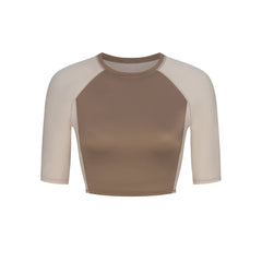 NikeSKIMS SHINE PADDED HALF SLEEVE CROP TOP | TRUFFLE AND STONE