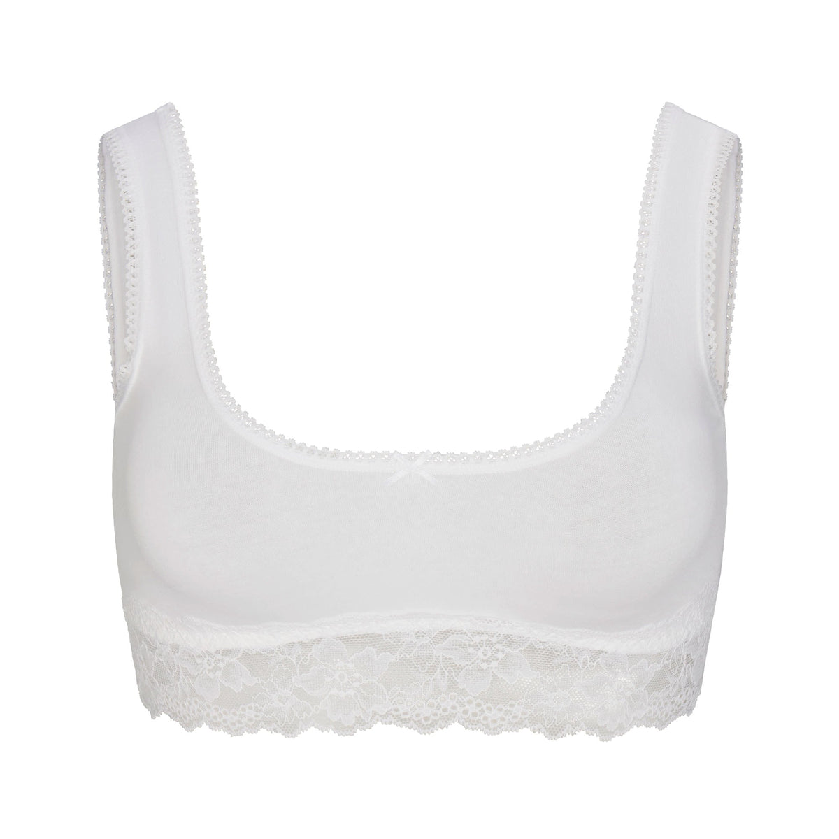 LIGHTWEIGHT COTTON LACE SCOOP BRALETTE | SNOW