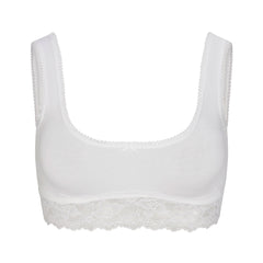 LIGHTWEIGHT COTTON LACE SCOOP BRALETTE | SNOW