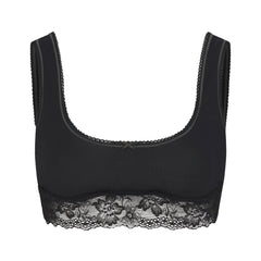 LIGHTWEIGHT COTTON LACE SCOOP BRALETTE | SOOT TONAL